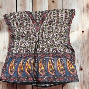 Womens Kimono Colorful Paisley Adjustable Cover Up One Size